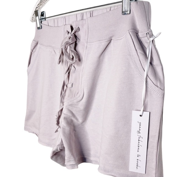 YOUNG FABULOUS & BROKE NWT Payton Lace Up Shorts Size Medium in Grey Iris - Picture 5 of 12